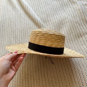 Straw wide brim hat